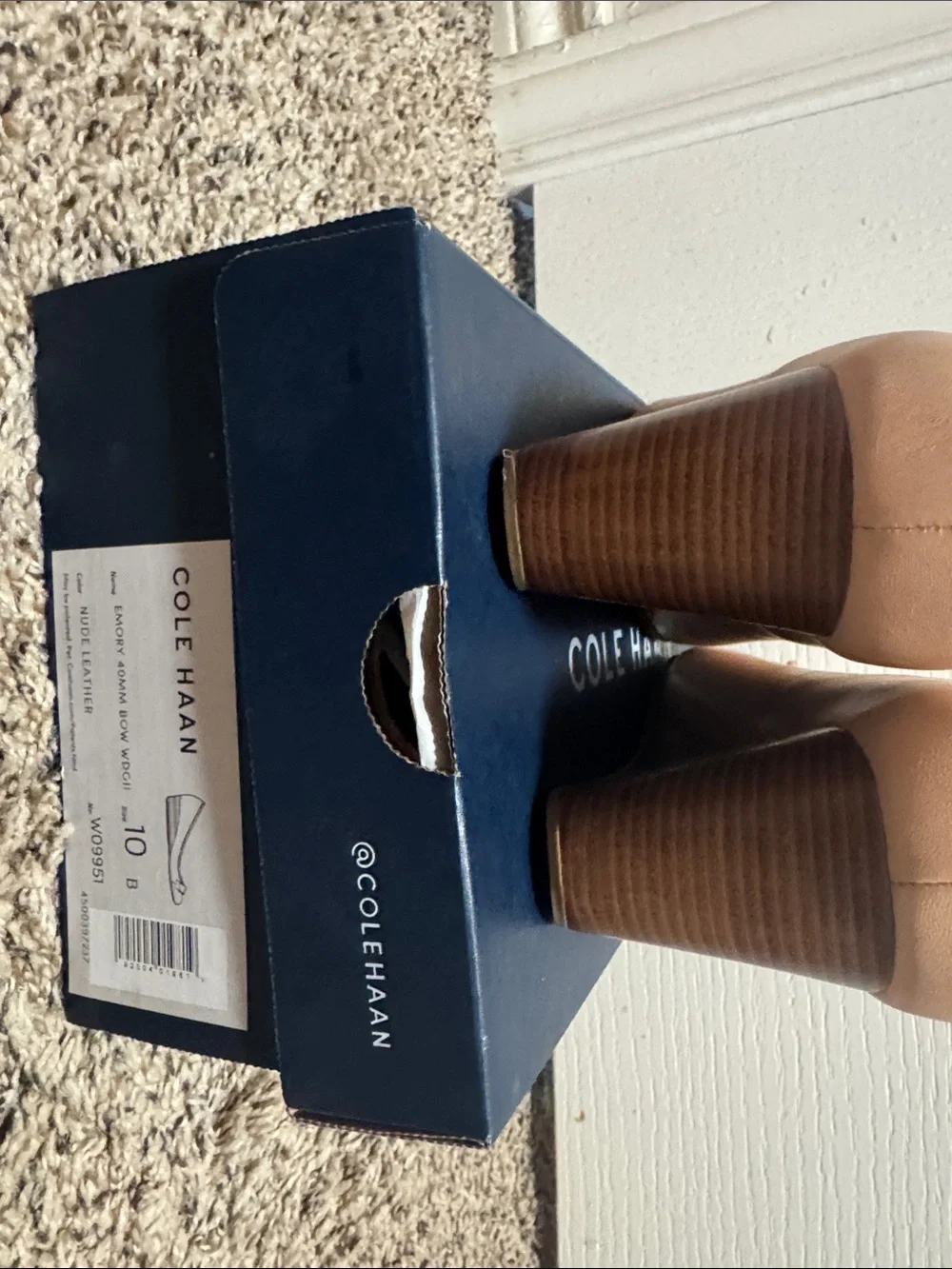 Cole Haan Nude Tan Wedge Pumps with Bow Accent